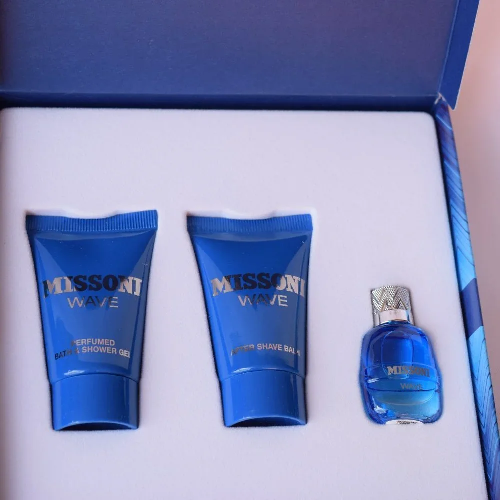 Missoni Wave EDT Gift Set-Mini 5ml&Shower Gel &After Shave 2x25ml-3pc-BOXED-NEW